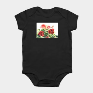 Plant geranium, flowers and leaves, watercolor Baby Bodysuit
